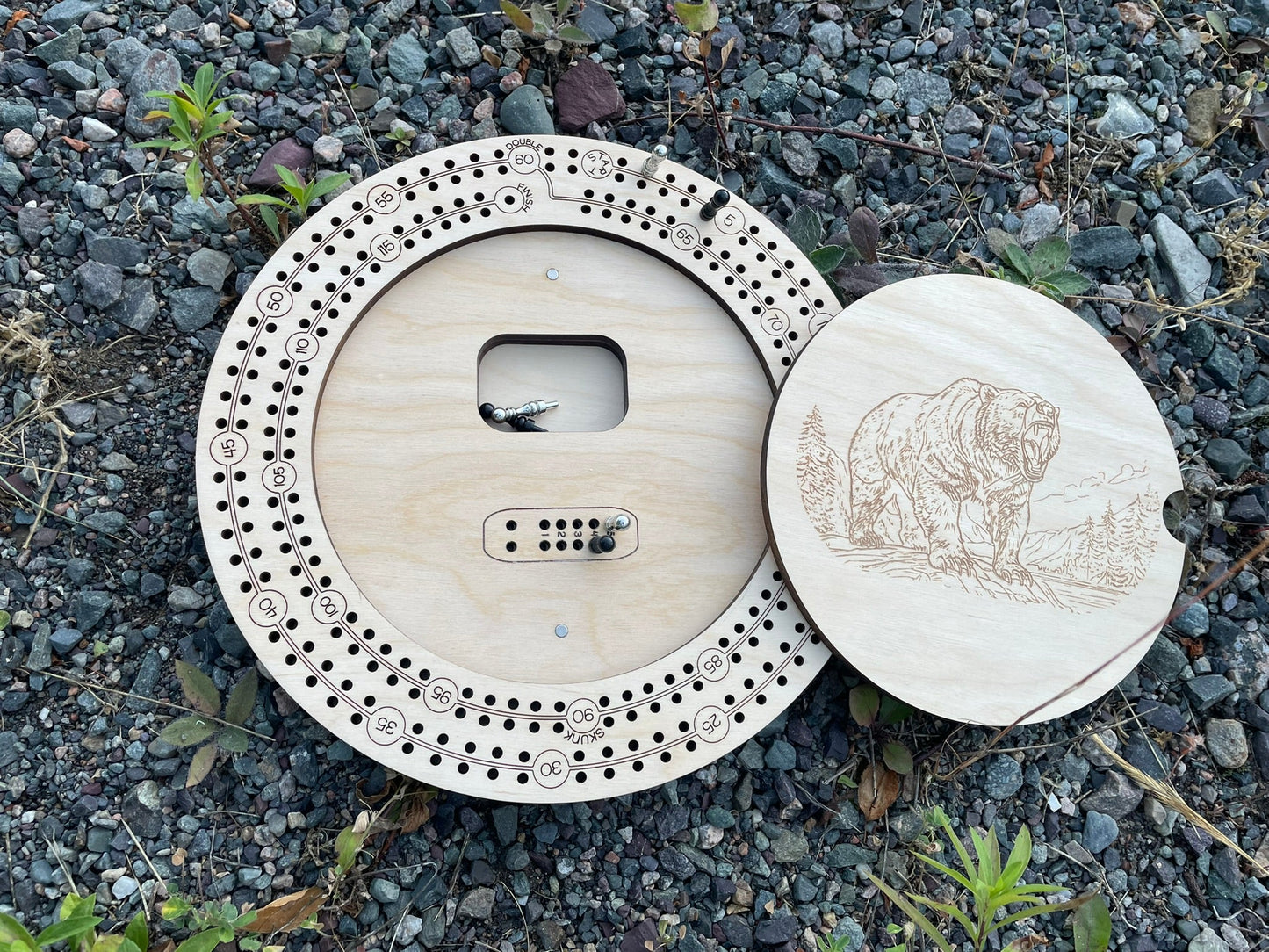 Handcrafted 9 Inch Two Player Cribbage Board with Storage | Wooden Travel Game by F&C Gift Store