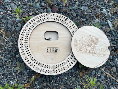 Handcrafted 9 Inch Two Player Cribbage Board with Storage | Wooden Travel Game by F&C Gift Store