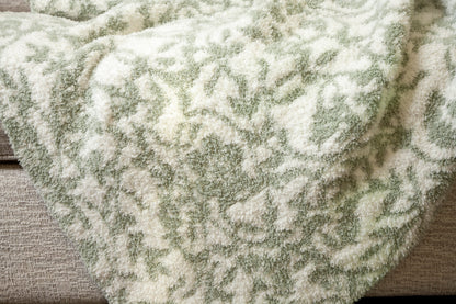 Desert Sage & White Fairy Garden Vine Print Extended Throw