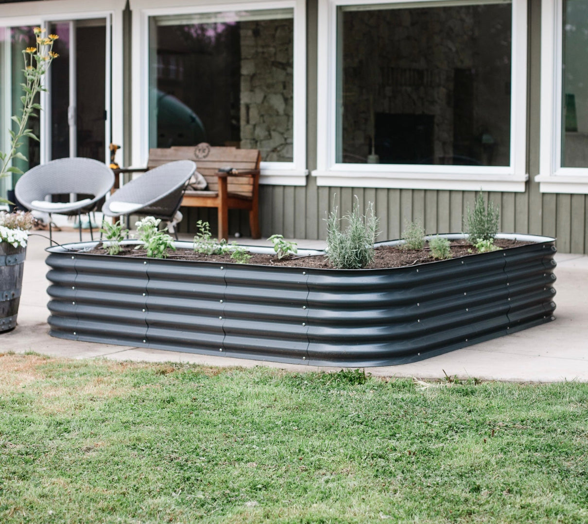Kit de bac de jardin en L de 43 cm de haut