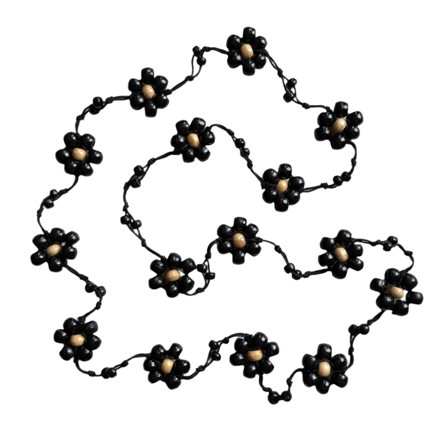 Wooden Ball Flower Necklace