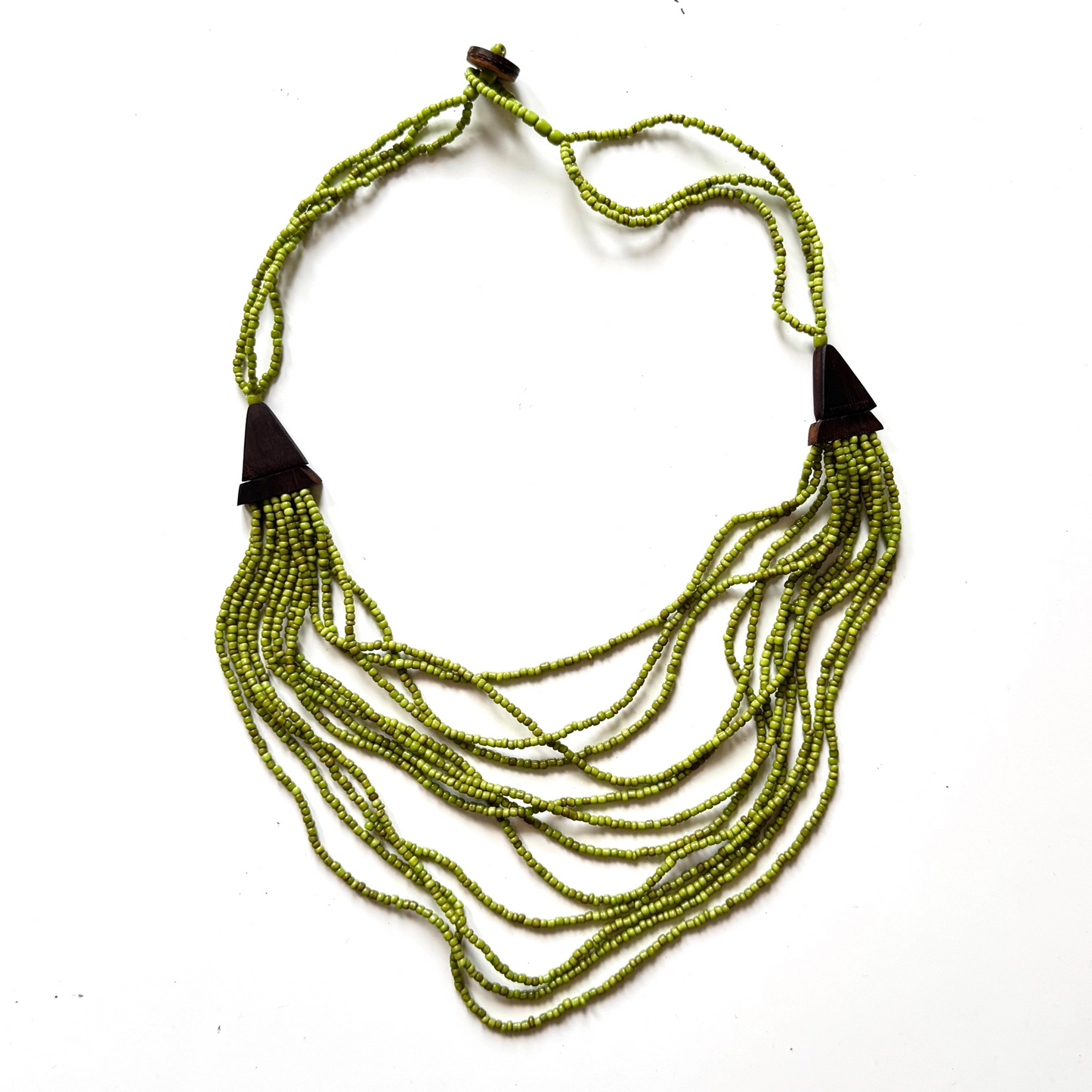 Short Multi-Strand Necklace with Wood Detail