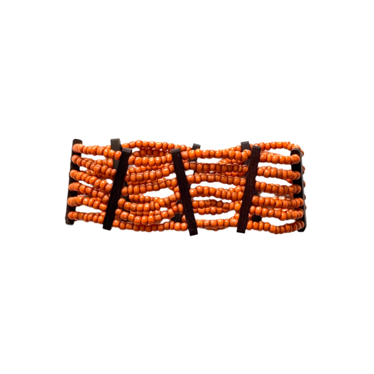 Bracelet perles élastiqué avec détail en bois