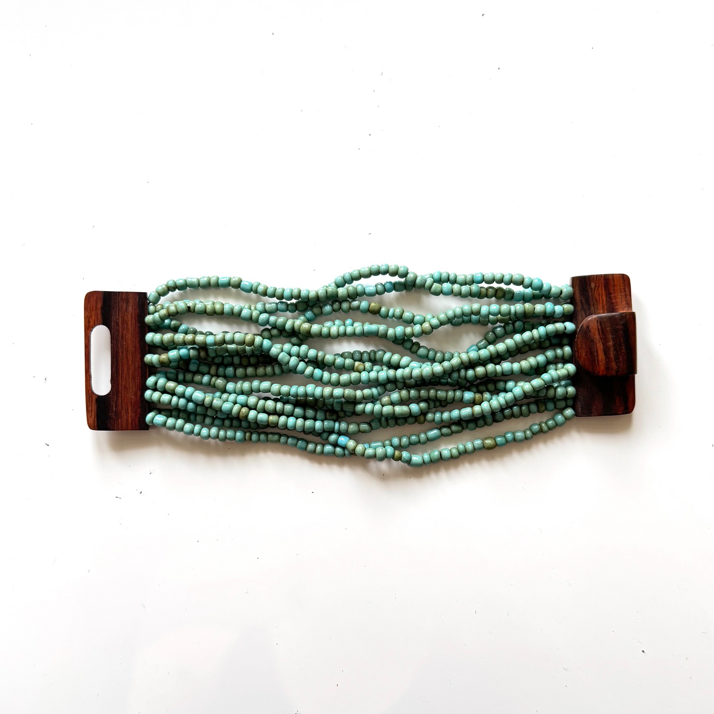 Beaded Bracelet with Wooden Clasp