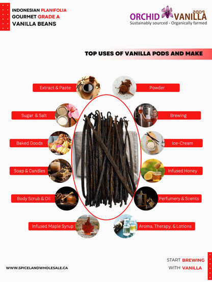 Indonesian Vanilla Beans (Sumatra) Planifolia Extract Grade-B <br>For Extract Making<BR>By Ounce