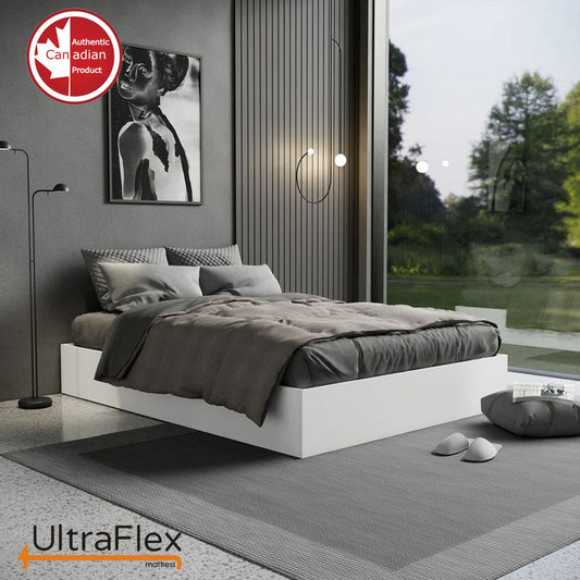 Ensemble matelas et sommier UltraFlex® RADIANCE – Mousse haute densité à mélange naturel, gel rafraîchissant CoolTemp, matelas orthopédique écologique avec multiples zones de soutien de la colonne vertébrale (Fabriqué au Canada)