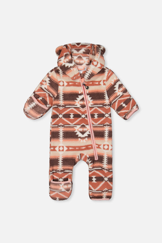 Baby Mid-Season Plush One-Piece Outerwear Aztec Pink