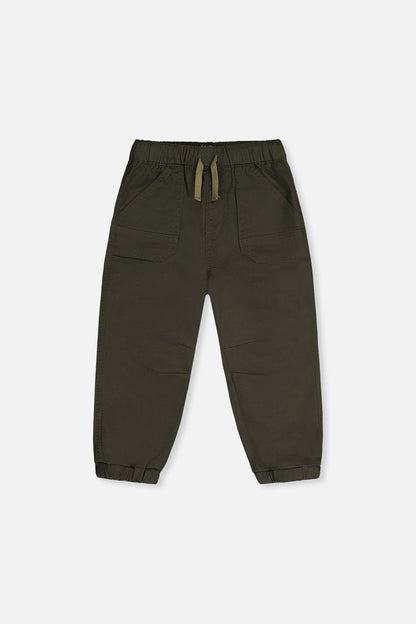 Stretch Canvas Jogger Pants Very Dark Green