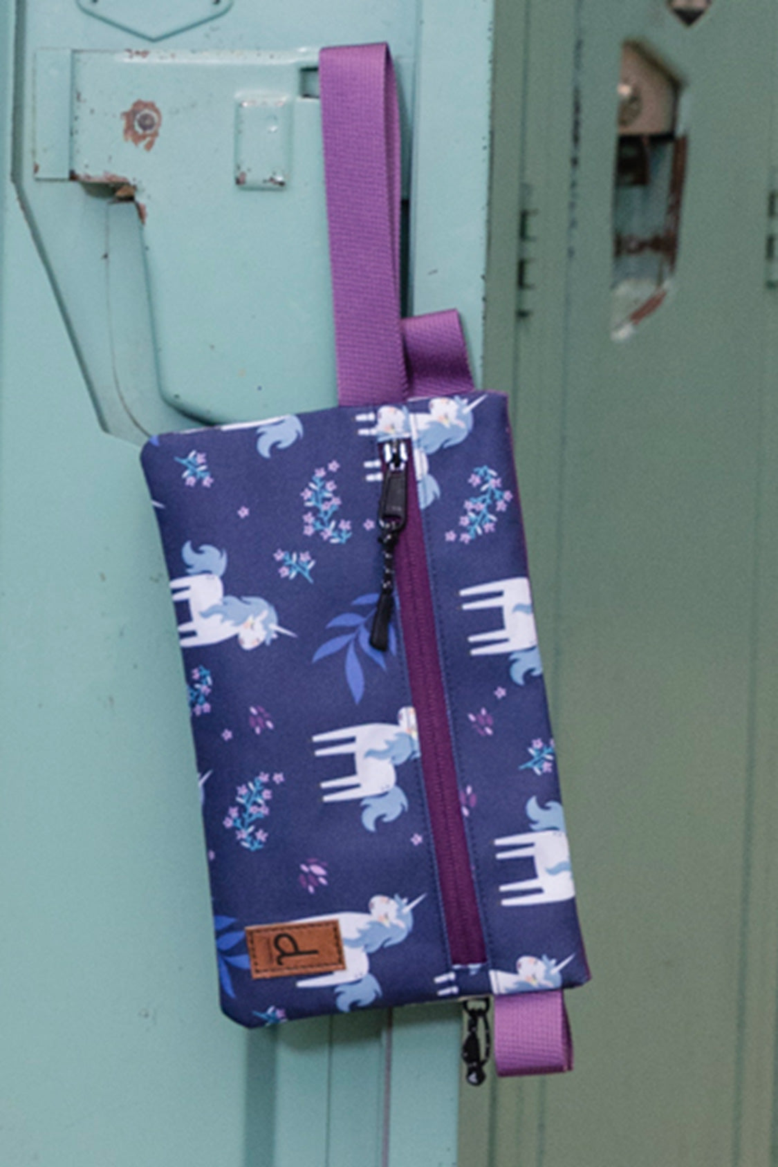 Pencil Case Navy Unicorn Print