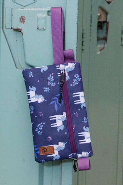 Pencil Case Navy Unicorn Print
