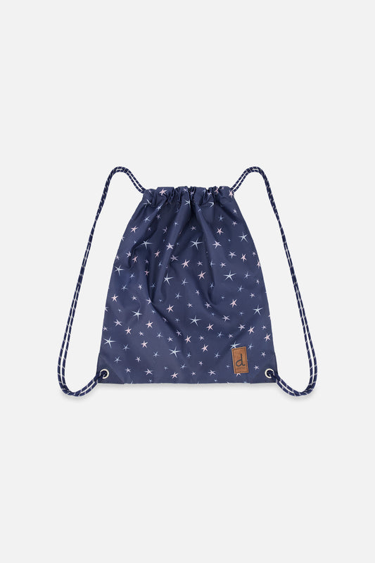 Drawstring Bag Navy With Star Print