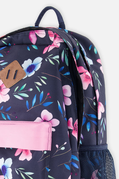 Kids Backpack Blue Floral Print