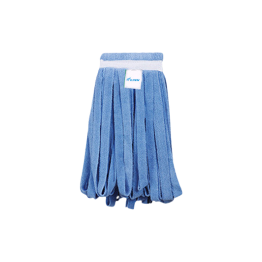 Tête de balai à franges en microfibres bleues à larges bandes, 397 g