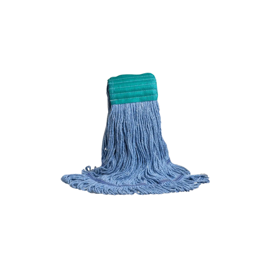 Tête de balai à franges synthétique bleue bouclée 20 oz