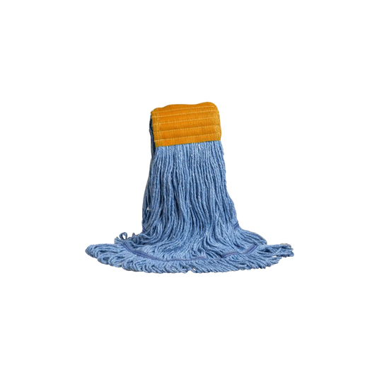 Tête de balai à franges synthétique bleue bouclée 32 oz