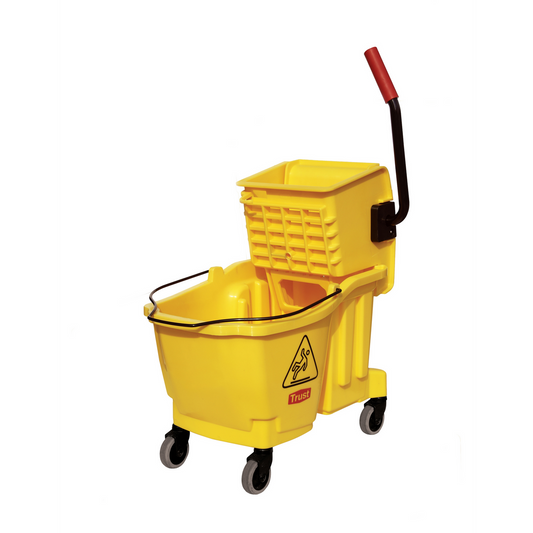 Seau et essoreuse 33 L à pression latérale, couleur jaune