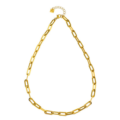 JACINTA 18": Contemporary Paper Clip Gold Chain Necklace