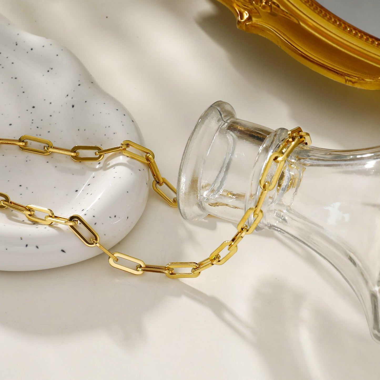 JACINTA 18": Contemporary Paper Clip Gold Chain Necklace