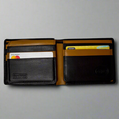 JBG International Men's Card Flip Up Bifold Leather RFID Wallet