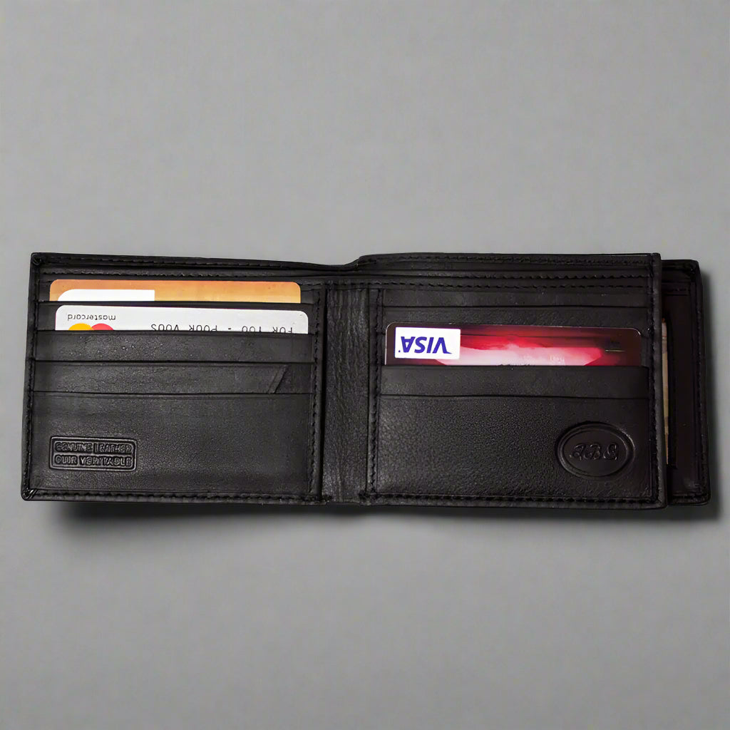 Portefeuille en cuir JBG International Men's Center Wing Bifold avec protection RFID