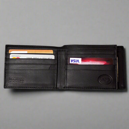 Portefeuille en cuir JBG International Men's Center Wing Bifold avec protection RFID