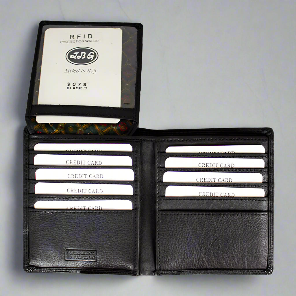 Portefeuille en cuir JBG International pour homme, à deux volets et à rabat vertical