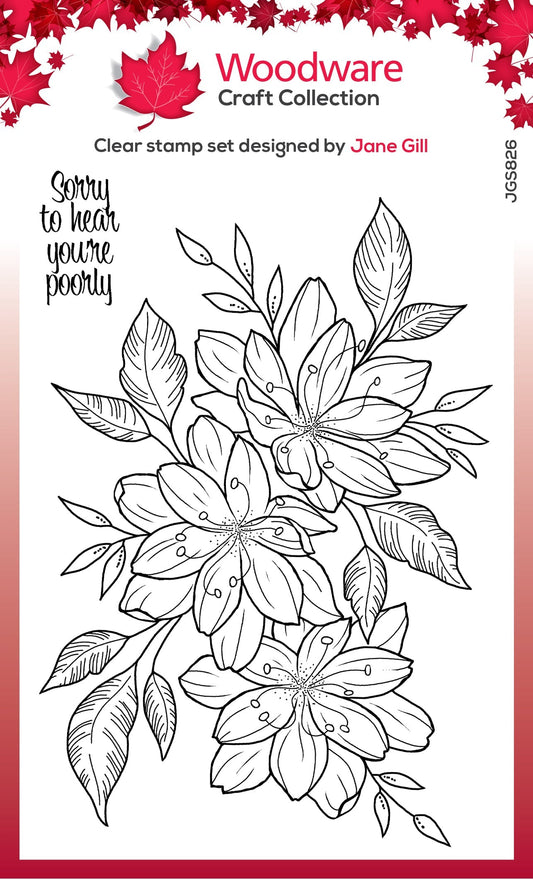 Woodware Clear Singles Clematis Trio 4 in x 6 in Stamp
