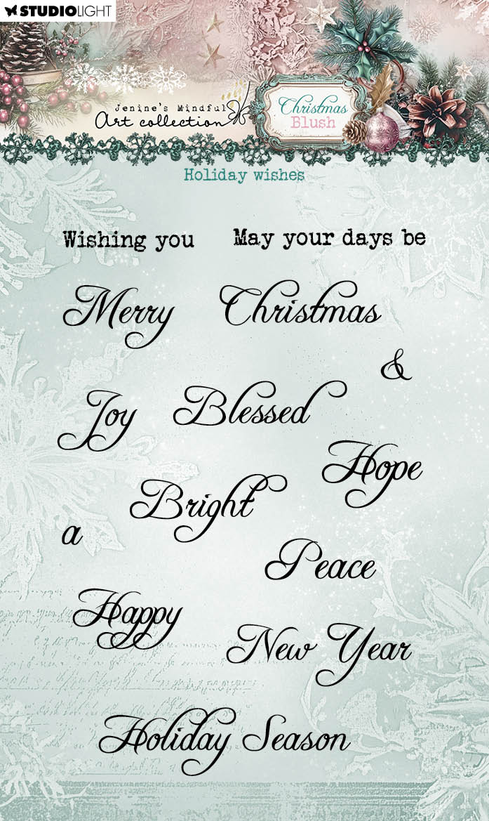 JMA Clear Stamp Holiday Wishes Christmas Blush 14 Pieces