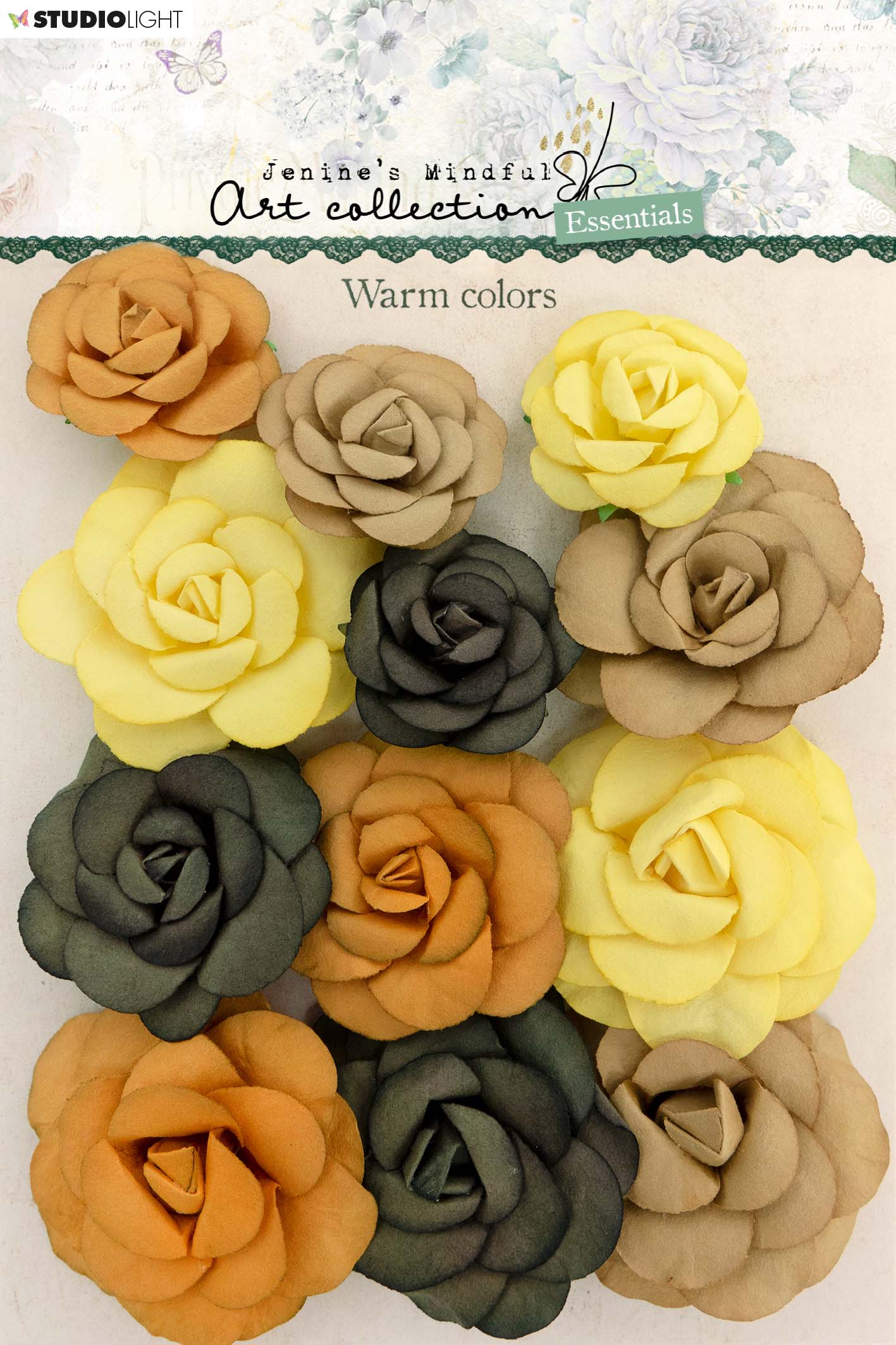 Fleurs en papier JMA Couleurs chaudes Essentiels 90x120x6mm 12 pièces n°04