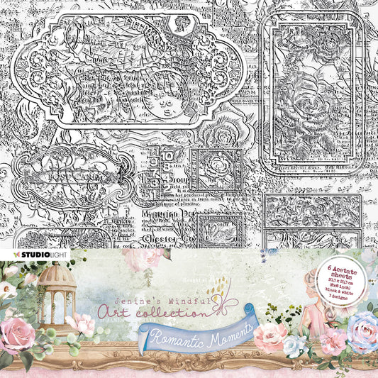 Feuilles d'acétate JMA Billets et Moments romantiques grunge 203x203x2mm 6 FH nr.03