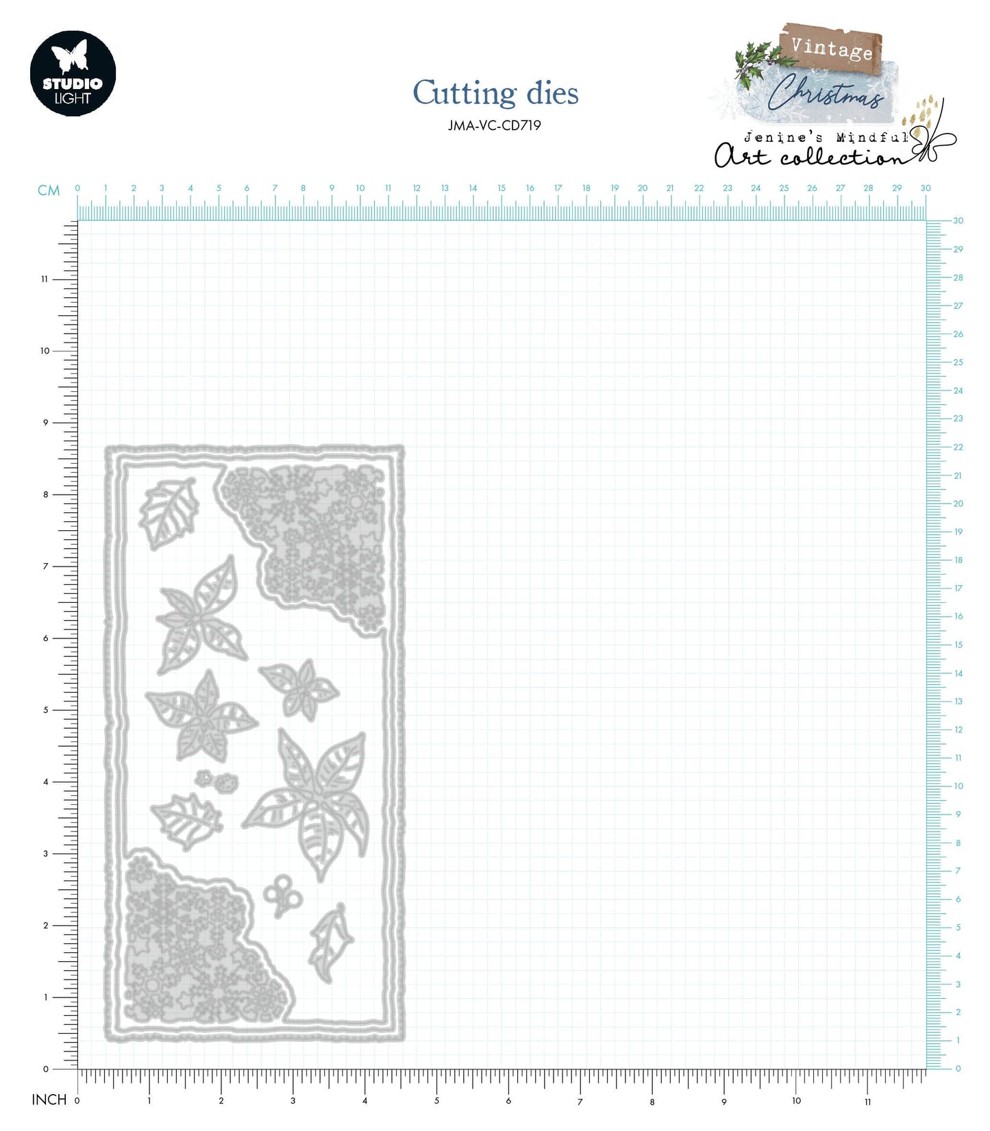 JMA Matrice de découpe Flocon & Poinsettia Noël Vintage 105x210x1mm 15 PC nr.719