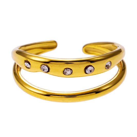 JORYA : Bague ornée de Zirconium à Double Bande