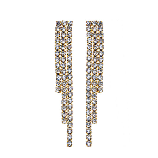 JOSEFINA: Boucles d'oreilles pendantes en zircone à trois perles