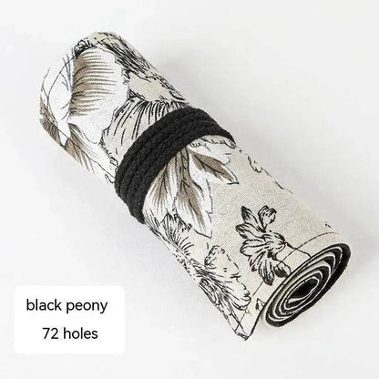 Japanese Printed Canvas High-capacity Rolling Pencil Case