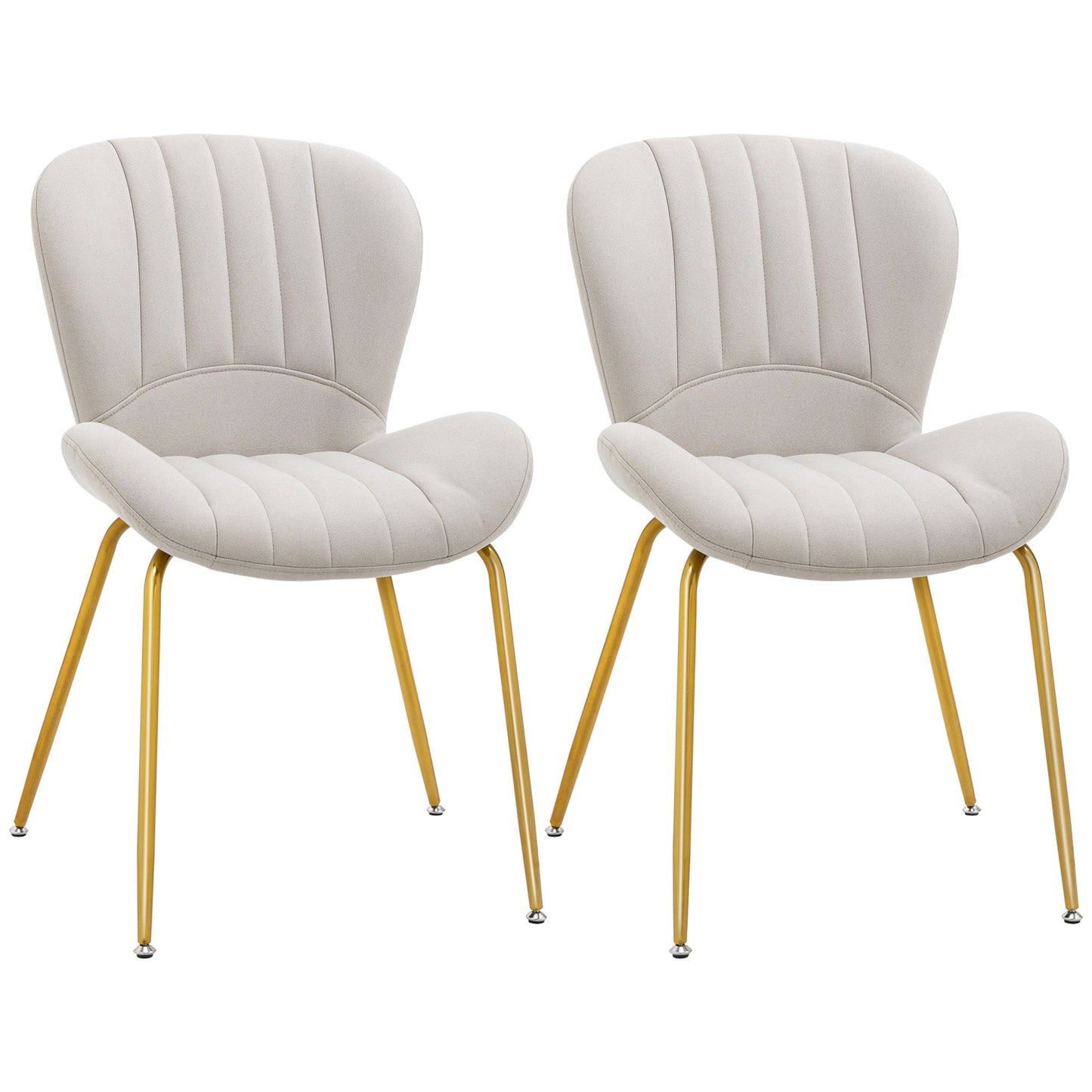 Lux Modern Dining Chairs with Cushioned Backrest-Set of 2-Cream White