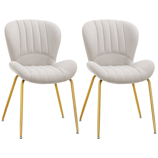 Chaises de salle à manger modernes Lux avec dossier rembourré - Lot de 2 - Blanc crème