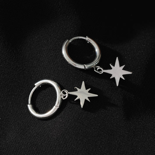 KAYLIN Argent: Mini créoles boucles d'oreilles pendantes étoiles