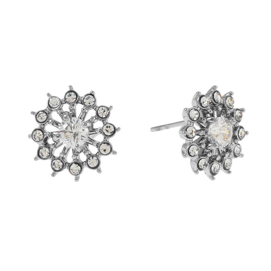 Boucles d'oreilles clous Zirconium étincelant KERELA Or Blanc (ton Argent)