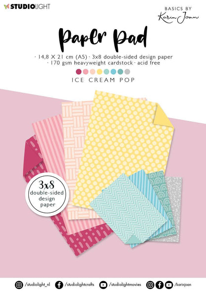 KJ Paper Pad Ice Cream Pop Basics By Karin Joan 148x210mm nr.08