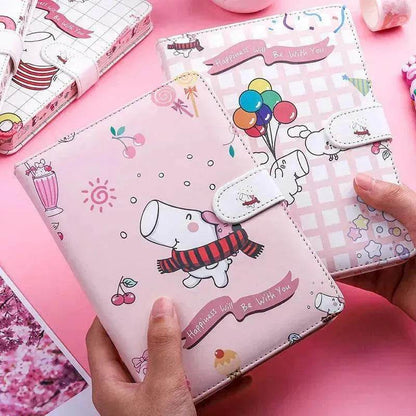 Kaba Bear Hippo Small White Magnetic Buckle Notebook Portable Notebook Girl Heart Creative Cute Hand Book