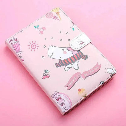 Kaba Bear Hippo Small White Magnetic Buckle Notebook Portable Notebook Girl Heart Creative Cute Hand Book
