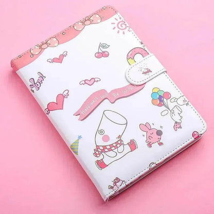 Kaba Bear Hippo Small White Magnetic Buckle Notebook Portable Notebook Girl Heart Creative Cute Hand Book