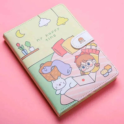 Kaba Bear Hippo Small White Magnetic Buckle Notebook Portable Notebook Girl Heart Creative Cute Hand Book