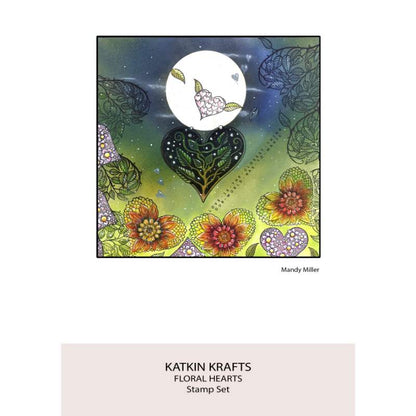 Katkin Krafts Cœurs Floraux 6 po x 8 po Ensemble de Tampons Transparents