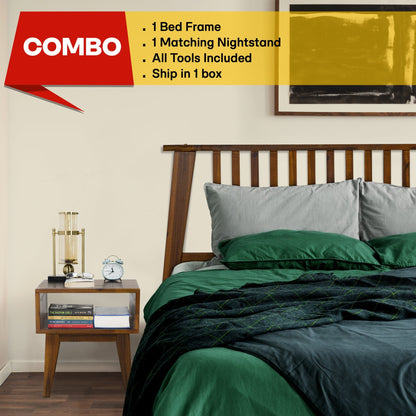 Acacia Kaylin Bed Frame & Nightstand Set for a Stylish Bedroom