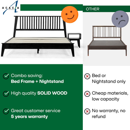 Acacia Kaylin Bed Frame & Nightstand Set for a Stylish Bedroom