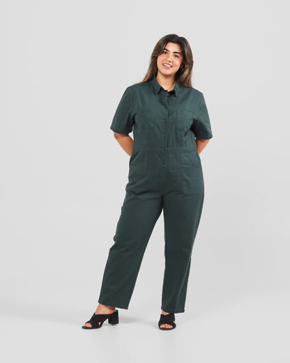 Combinaison en sergé kaki pour femme