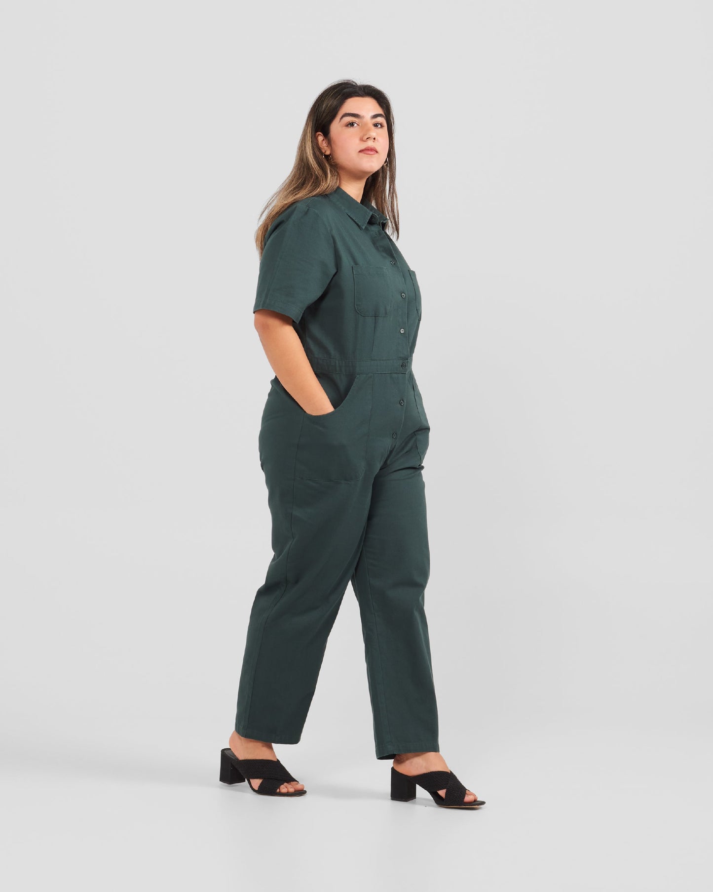 Combinaison en sergé kaki pour femme