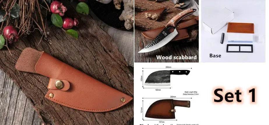 Kitchen Butcher Chef's Knife Kitchen Chopping Knife and Scabbard