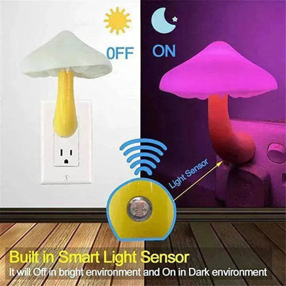 LED Mushroom Night Light Wall Lamp EU US Socket Plug